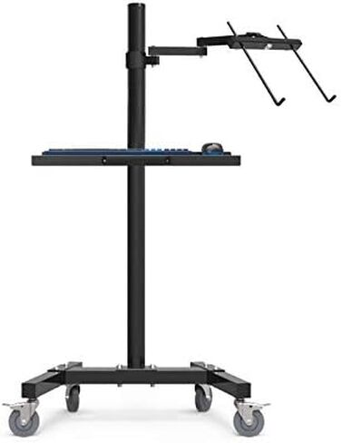 Dual Mount Monitor Holder + Laptop Holder PS Stand Trolley Sit-Stand Work Station Floor Stand Moving Cart in Kuwait