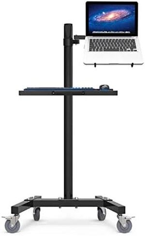 Dual Mount Monitor Holder + Laptop Holder PS Stand Trolley Sit-Stand Work Station Floor Stand Moving Cart in Kuwait