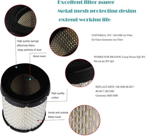 140-3280 Air Filter for Compatible with Onan Micro Quiet Generator Air Filter 3600 4000 48-2017 in Kuwait