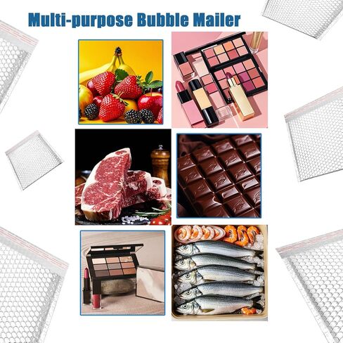 10Pack مرسل الفقاعة المعزولة الحرارية ، مرسلات الفقاعات المعدنية المقاومة للماء ، مظاريف شحن بارد للطعام ، حجم داخلي 10.6 × 14.1 بوصة ، مظاريف شحن ختم ذاتي للشحن البارد in Kuwait