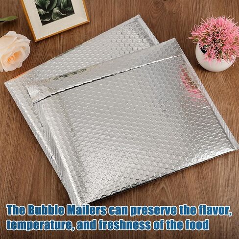 10Pack مرسل الفقاعة المعزولة الحرارية ، مرسلات الفقاعات المعدنية المقاومة للماء ، مظاريف شحن بارد للطعام ، حجم داخلي 10.6 × 14.1 بوصة ، مظاريف شحن ختم ذاتي للشحن البارد in Kuwait