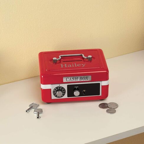 Custom Children’s Cash Box, Metal Piggy Bank Lockbox with Coin Slot, Blue in Kuwait