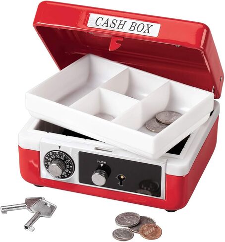 Custom Children’s Cash Box, Metal Piggy Bank Lockbox with Coin Slot, Blue in Kuwait