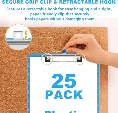 TOTiyea Clipboard Set of 25, 12.5 x 9 Inch Multi Color, Plastic Clipboard with Low Profile Clip, 75 Sheets Capacity, Standard Letter Size in Kuwait