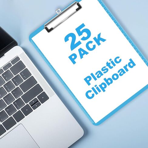 TOTiyea Clipboard Set of 25, 12.5 x 9 Inch Multi Color, Plastic Clipboard with Low Profile Clip, 75 Sheets Capacity, Standard Letter Size in Kuwait