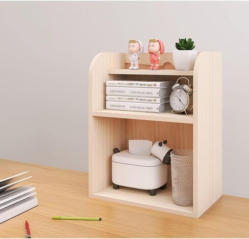 Bookshelf Desktop Bookshelf Small Storage Rack Simple Desk Rack Wood Double-Layer Storage Rack for Book and Magazine File Storage and Storage Bookshelves and Bookcases in Saudi Arabia