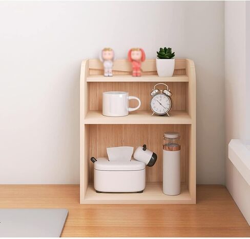 Bookshelf Desktop Bookshelf Small Storage Rack Simple Desk Rack Wood Double-Layer Storage Rack for Book and Magazine File Storage and Storage Bookshelves and Bookcases in Saudi Arabia