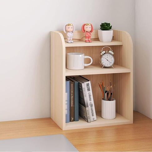 Bookshelf Desktop Bookshelf Small Storage Rack Simple Desk Rack Wood Double-Layer Storage Rack for Book and Magazine File Storage and Storage Bookshelves and Bookcases in Saudi Arabia