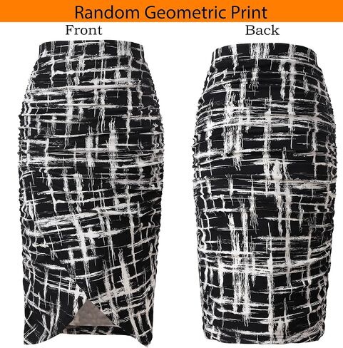 VFSHOW Womens Black Pink Floral Printed Ruched Shirred High Waist Tulip Wrap Cocktail Party Bodycon Pencil Skirt 10040 BLK M in Saudi Arabia