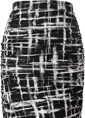VFSHOW Womens Black Pink Floral Printed Ruched Shirred High Waist Tulip Wrap Cocktail Party Bodycon Pencil Skirt 10040 BLK M in Saudi Arabia