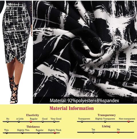 VFSHOW Womens Black Pink Floral Printed Ruched Shirred High Waist Tulip Wrap Cocktail Party Bodycon Pencil Skirt 10040 BLK M in Saudi Arabia
