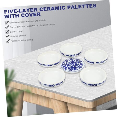 COHEALI 1Set Ceramic Pigment Trays Color Mixer Plate for Artists Portable Painting Tools for DIY Craft Quality Ceramic Painting Tray for Watercolor Supplies and Color Mixing in Saudi Arabia