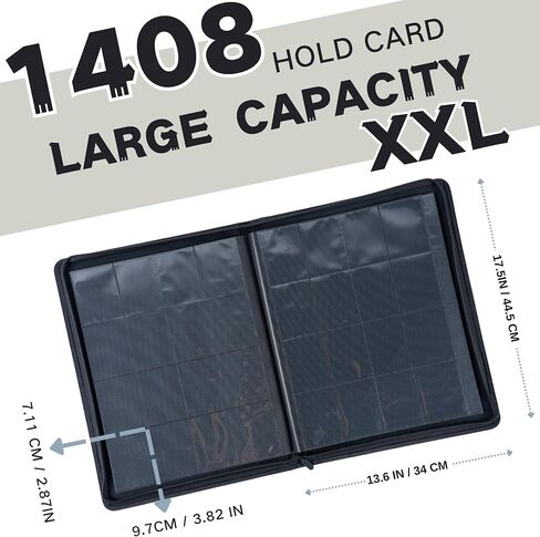 1408+ Pockets Trading Card Binder, 16-Pocket Card Ablum Compatible with MTG,Sports Cards & Other Standard Size Trading Card (Black) in Kuwait