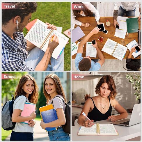 Hardcover Spiral Notebook Journal with Removable PVC Dividers - 8'' x 10'' Large 300 Page B5 Hardcover Leather College Lined Journals Notebook for Work Note Taking Office Home School Supplies, Pink in Saudi Arabia
