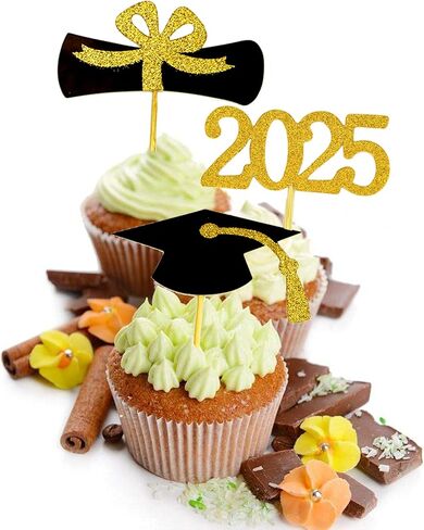 2025 التخرج من القبعات العليا Cupcake ، 48 PCS اختيارات الطعام/المقبلات لزخارف كعكة التخرج المصغرة ، دبلوم ، 2025 ، مجموعة Cap 48 قطعة (06 وردي) in Kuwait