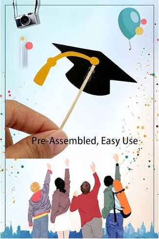 2025 التخرج من القبعات العليا Cupcake ، 48 PCS اختيارات الطعام/المقبلات لزخارف كعكة التخرج المصغرة ، دبلوم ، 2025 ، مجموعة Cap 48 قطعة (06 وردي) in Kuwait