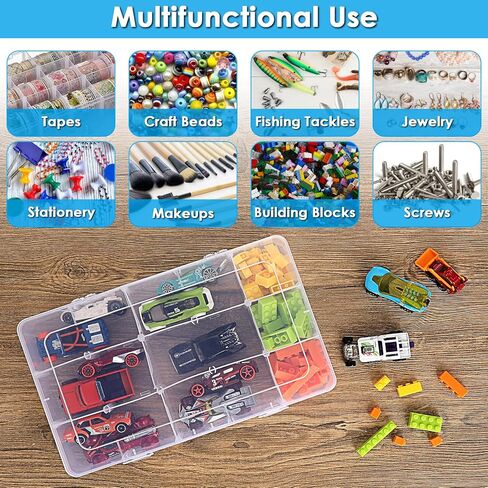 BTSKY 2 PCS Plastic Washi Tape Organizer, Adjustable 15-Grid Compartment Washi Tape Storage Case, Clear Sticker Storage Box for Scrapbook Organizers and Storage, Universal Jewelry Box Bead Organizer in Saudi Arabia