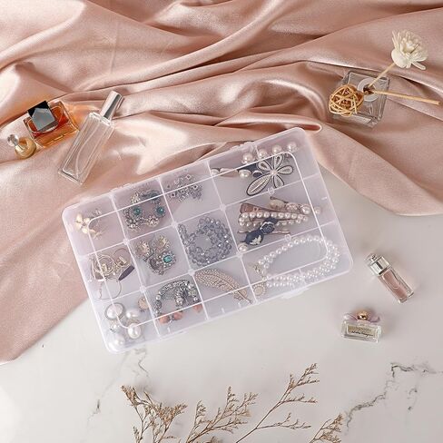 BTSKY 2 PCS Plastic Washi Tape Organizer, Adjustable 15-Grid Compartment Washi Tape Storage Case, Clear Sticker Storage Box for Scrapbook Organizers and Storage, Universal Jewelry Box Bead Organizer in Saudi Arabia