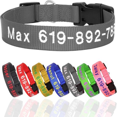 Personalized Embroidered Dog Collars, Custom Dog Name & Phone Number, 5 Adjustable Sizes for XS to XL,Nylon Collars for Boy Girl Dogs,Puppy,Safety Release Metal Buckle and D-Ring,Pink in Kuwait