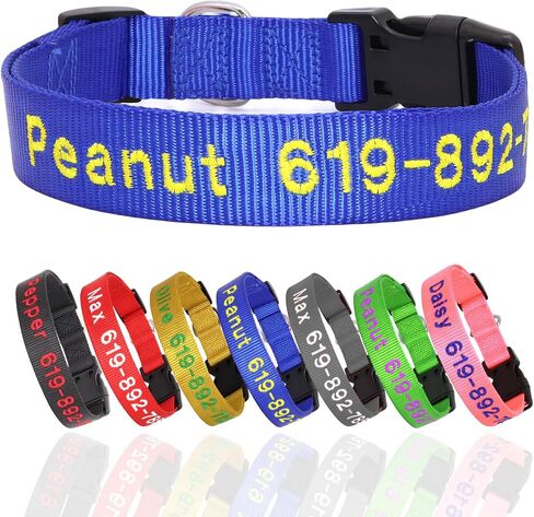 Personalized Embroidered Dog Collars, Custom Dog Name & Phone Number, 5 Adjustable Sizes for XS to XL,Nylon Collars for Boy Girl Dogs,Puppy,Safety Release Metal Buckle and D-Ring,Pink in Kuwait