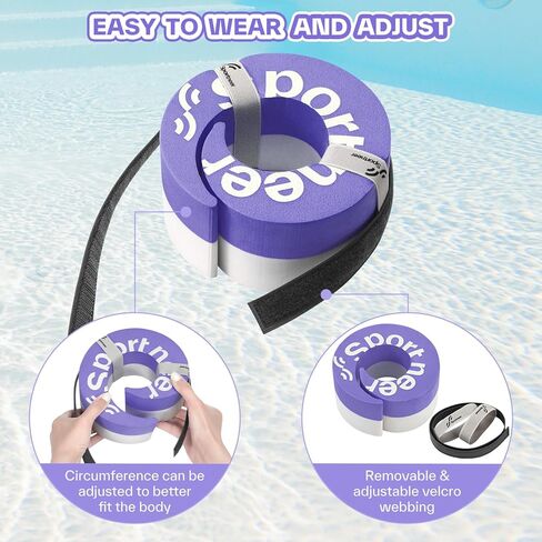 Foam Aquatic Cuffs Exercise Equipment: Sportneer Water Aerobics Float Ring with Detachable Velcro Pool Exercise Workout Set Water Ankle Buoyancy Ring Arm Belts for Swimming Pool Fitness Training in Kuwait