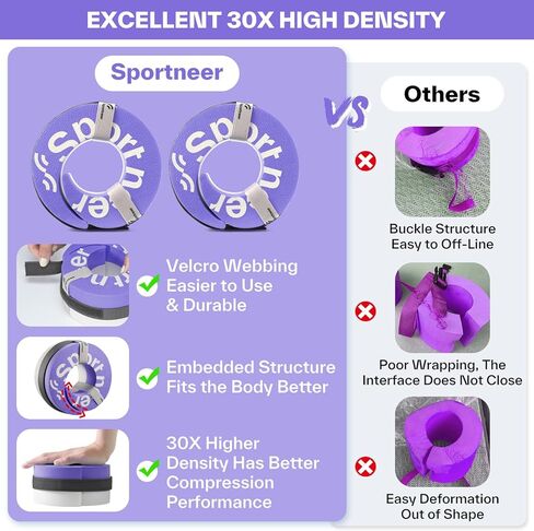 Foam Aquatic Cuffs Exercise Equipment: Sportneer Water Aerobics Float Ring with Detachable Velcro Pool Exercise Workout Set Water Ankle Buoyancy Ring Arm Belts for Swimming Pool Fitness Training in Kuwait