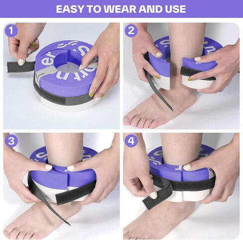 Foam Aquatic Cuffs Exercise Equipment: Sportneer Water Aerobics Float Ring with Detachable Velcro Pool Exercise Workout Set Water Ankle Buoyancy Ring Arm Belts for Swimming Pool Fitness Training in Kuwait