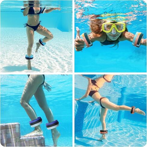 Foam Aquatic Cuffs Exercise Equipment: Sportneer Water Aerobics Float Ring with Detachable Velcro Pool Exercise Workout Set Water Ankle Buoyancy Ring Arm Belts for Swimming Pool Fitness Training in Kuwait
