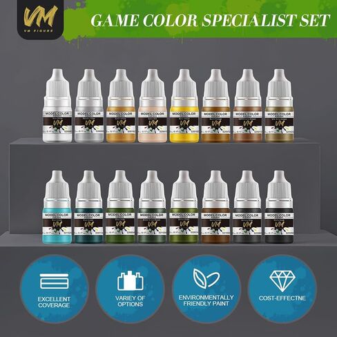 VM Eco-Friendly Water-Based Pigments WWII Armour & Infantry Model Color Set Military Shades Paints For All Diorama/Figures Model Brush Acrylic Colors – 16 Bottles x 5ml (Military Color Set) in Saudi Arabia
