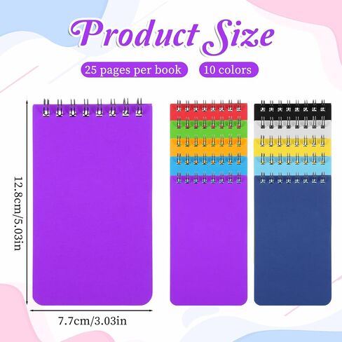 simarro 10 Pack Pocket Notebooks, 3x5 Inch Spiral Notepads, Small Mini Memo Shorthand Notepads with Color Cover for Office, School, College, Travel Mini Spiral Memo Notepad, Shorthand Notepad in Saudi Arabia