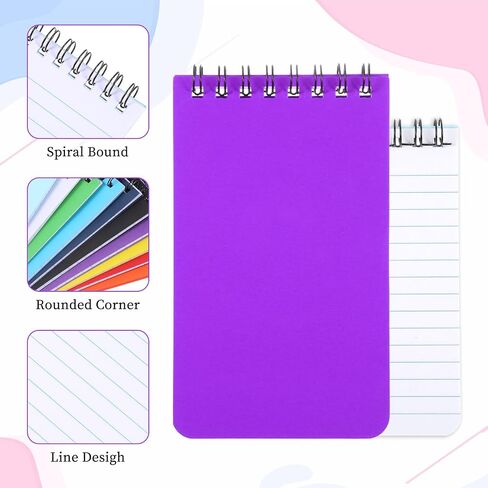 simarro 10 Pack Pocket Notebooks, 3x5 Inch Spiral Notepads, Small Mini Memo Shorthand Notepads with Color Cover for Office, School, College, Travel Mini Spiral Memo Notepad, Shorthand Notepad in Saudi Arabia