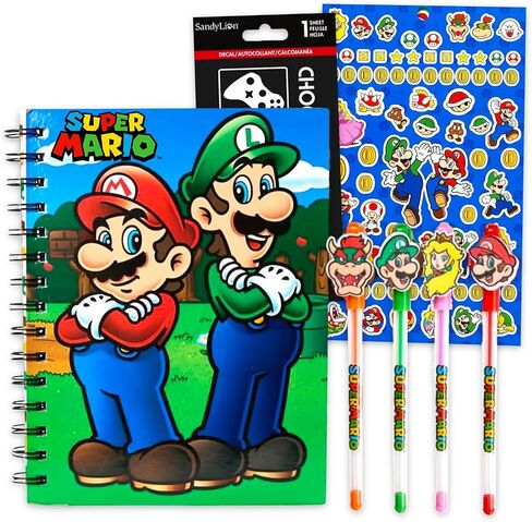 Super Mario Mario Journal and Pens Set - حزمة دفاتر ألعاب الفيديو مع مجلة ، أقلام ، ملصقات ، المزيد للأطفال ، الأولاد ، فتيات بروس كوكب قرطاسية in Saudi Arabia