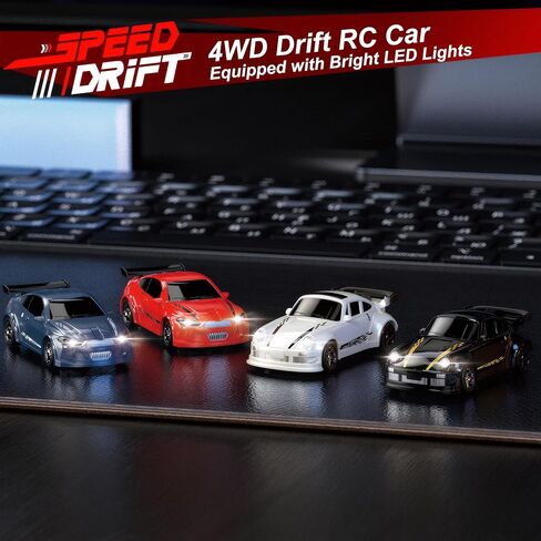 Mini RC Drift Car with Lights, 1:64 4WD 2.4GHz Remote Control Car for Kids Adults (Black) in Saudi Arabia