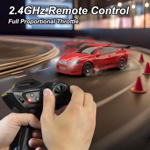 Mini RC Drift Car with Lights, 1:64 4WD 2.4GHz Remote Control Car for Kids Adults (Black) in Saudi Arabia
