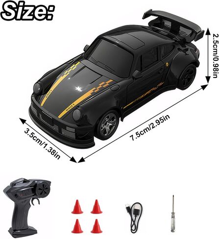 Mini RC Drift Car with Lights, 1:64 4WD 2.4GHz Remote Control Car for Kids Adults (Black) in Saudi Arabia