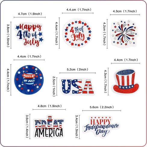56 PCS قبعات كب كيك صالحة للأكل في الرابع من يوليو - ديكورات يوم الاستقلال الوطني للكعك ، Red White Blue USA Form Supplies (Style 2) in Kuwait
