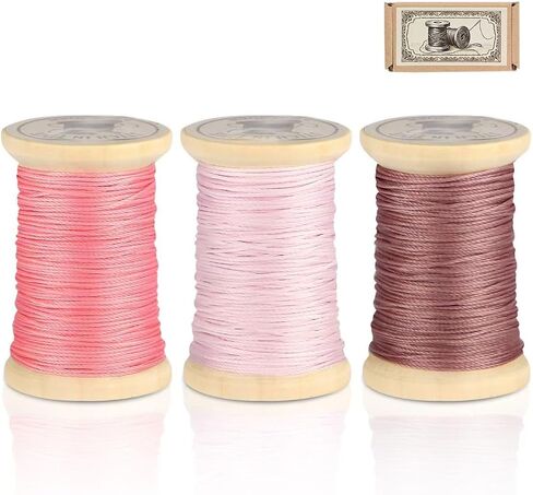 Natural Waxed Thread, 0.55mm/0.8mm, Wax Thread for Handcrafted Wrapping, Sewing, Bookbinding, Leather Threads, Beginners Craft DIY, Hemp Cord (Rose/Lilac/Mauve, 0.55mm/33 Yards) in Saudi Arabia