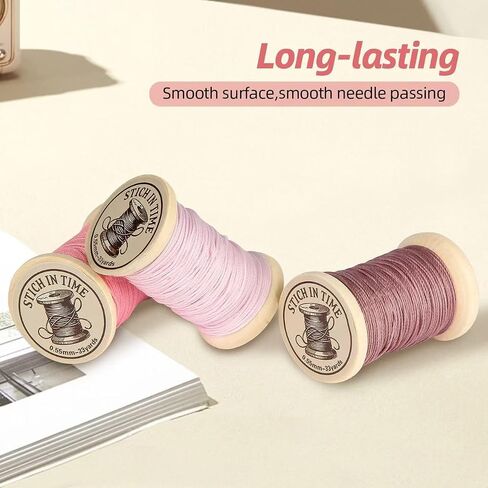 Natural Waxed Thread, 0.55mm/0.8mm, Wax Thread for Handcrafted Wrapping, Sewing, Bookbinding, Leather Threads, Beginners Craft DIY, Hemp Cord (Rose/Lilac/Mauve, 0.55mm/33 Yards) in Saudi Arabia