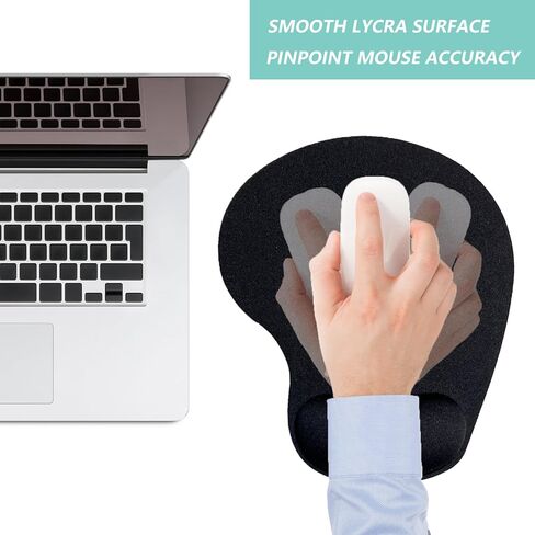 Mouse Pad with Wrist Support, Ergonomic Mouse Pads with Memory Foam Wrist Rest, Easy Typing Pain Relief, Comfortable Home Office Computer Wrist Support Pads for Working Studying Gaming, Black, 2 Pack in Kuwait