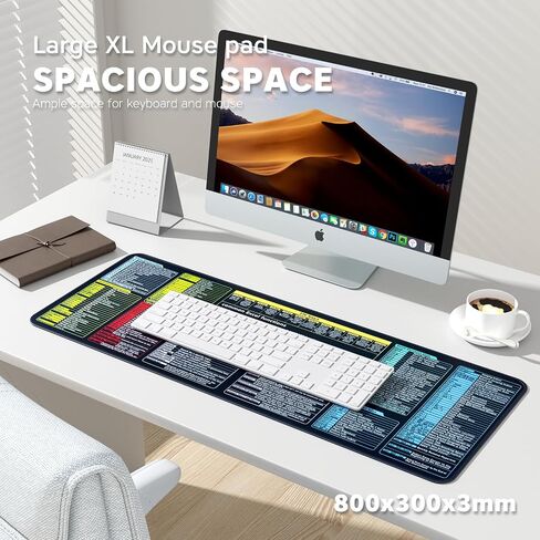QSSRWNAO Excel Cheat Sheet Mouse Pad, Large Desk Mat for Keyboard and Mouse, Waterproof Extended Gaming Mousepad,Non-Slip Office & Gaming Keyboard Pad (Common Office Software) in Saudi Arabia