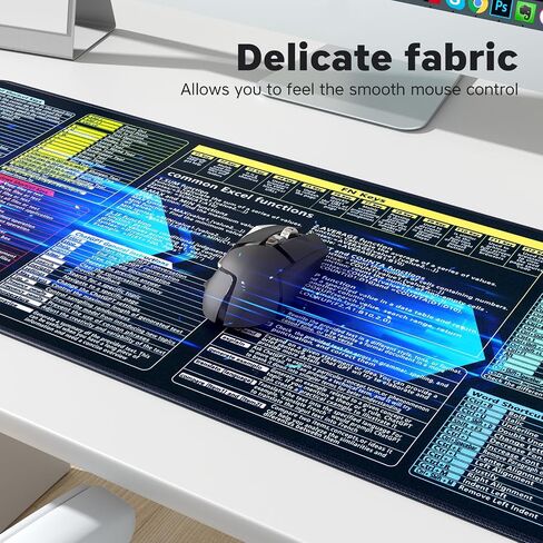 QSSRWNAO Excel Cheat Sheet Mouse Pad, Large Desk Mat for Keyboard and Mouse, Waterproof Extended Gaming Mousepad,Non-Slip Office & Gaming Keyboard Pad (Common Office Software) in Saudi Arabia