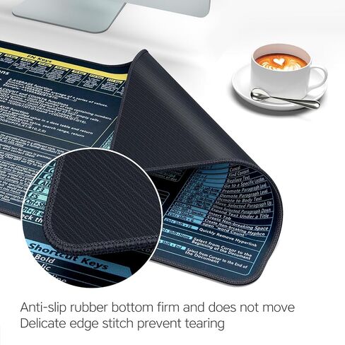 QSSRWNAO Excel Cheat Sheet Mouse Pad, Large Desk Mat for Keyboard and Mouse, Waterproof Extended Gaming Mousepad,Non-Slip Office & Gaming Keyboard Pad (Common Office Software) in Saudi Arabia