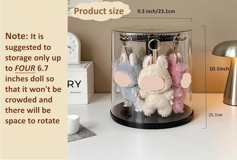 Rotating Clear Display Case for Large Doll Keychains, Display Stand for Plush Dolls, Storage Box for Dolls, Dust and Moisture Proof, All-Round Display, Figurines (NO Dolls) (White) in Saudi Arabia
