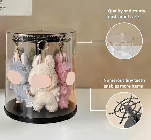 Rotating Clear Display Case for Large Doll Keychains, Display Stand for Plush Dolls, Storage Box for Dolls, Dust and Moisture Proof, All-Round Display, Figurines (NO Dolls) (White) in Saudi Arabia