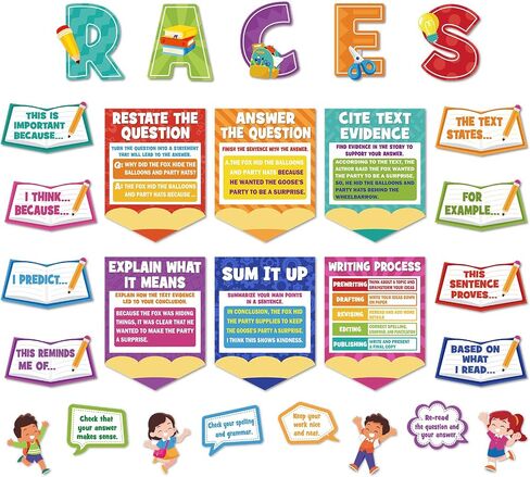 Races Writing Strategy Poster for Classroom Writing Classroom Decorations Bulletin Board Set for Teaching Supplies Elementary Middle School Home Wall Decor(Pastel) in Saudi Arabia
