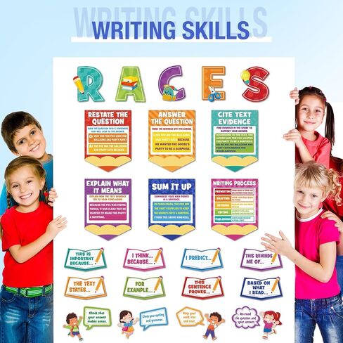 Races Writing Strategy Poster for Classroom Writing Classroom Decorations Bulletin Board Set for Teaching Supplies Elementary Middle School Home Wall Decor(Pastel) in Saudi Arabia