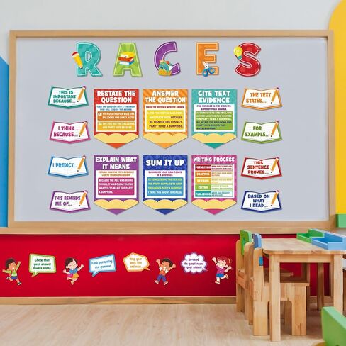 Races Writing Strategy Poster for Classroom Writing Classroom Decorations Bulletin Board Set for Teaching Supplies Elementary Middle School Home Wall Decor(Pastel) in Saudi Arabia