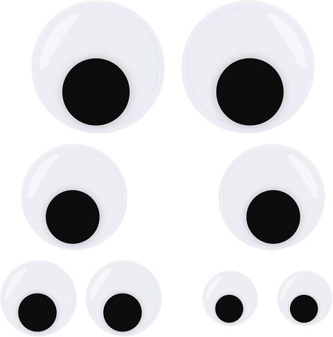 Large Googly Eyes, 8 Pcs Wiggle Googly Eye Self Adhesive Mixed Size Plastic Wiggle Eye Black White Round Eyes for Crafts DIY Supplies Christmas Tree Decoration (2 Inch, 3 Inch, 4 Inch, 5 Inch) in Saudi Arabia