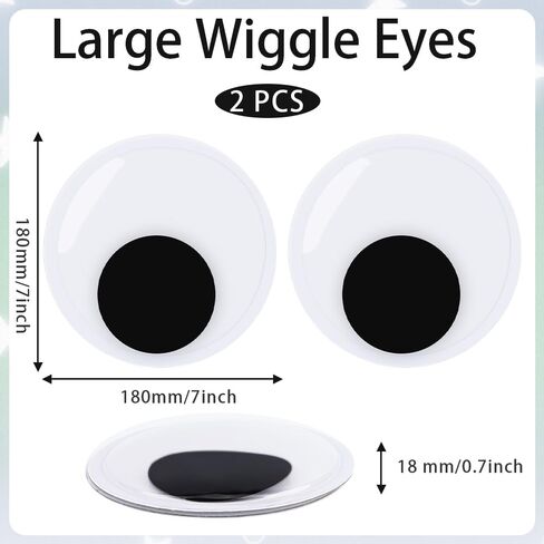 Large Googly Eyes, 8 Pcs Wiggle Googly Eye Self Adhesive Mixed Size Plastic Wiggle Eye Black White Round Eyes for Crafts DIY Supplies Christmas Tree Decoration (2 Inch, 3 Inch, 4 Inch, 5 Inch) in Saudi Arabia