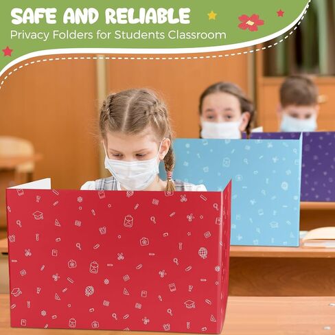 50 Pcs 18.9 x 11.8 x 11.8 Inch Privacy Boards for Student Desks Classroom Desk Divider Trifold Table Desk Privacy Panel Folders Screen Partition for School Teacher Student Test,10 Styles in Saudi Arabia